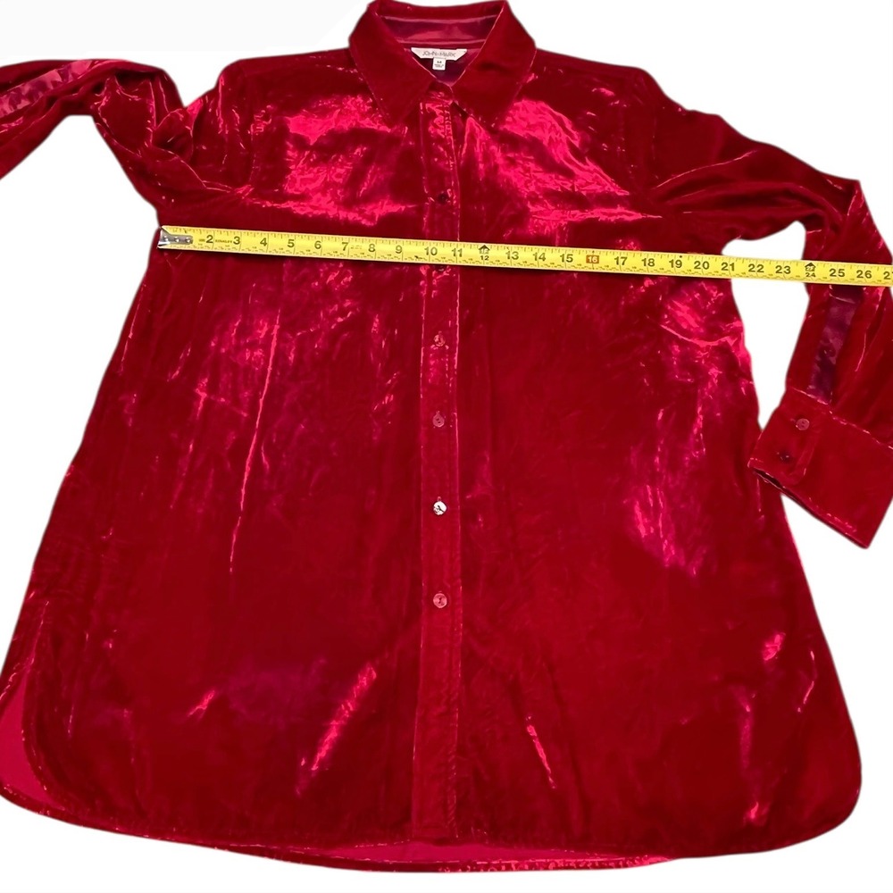 John Mark Women's Button Front Collared Red Top B… - image 4